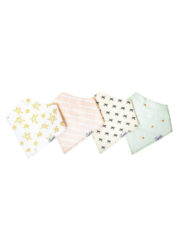 Zasso Baby Bandana Bibs Locally Designed 4 Pack Burp Cloths Gift Set 