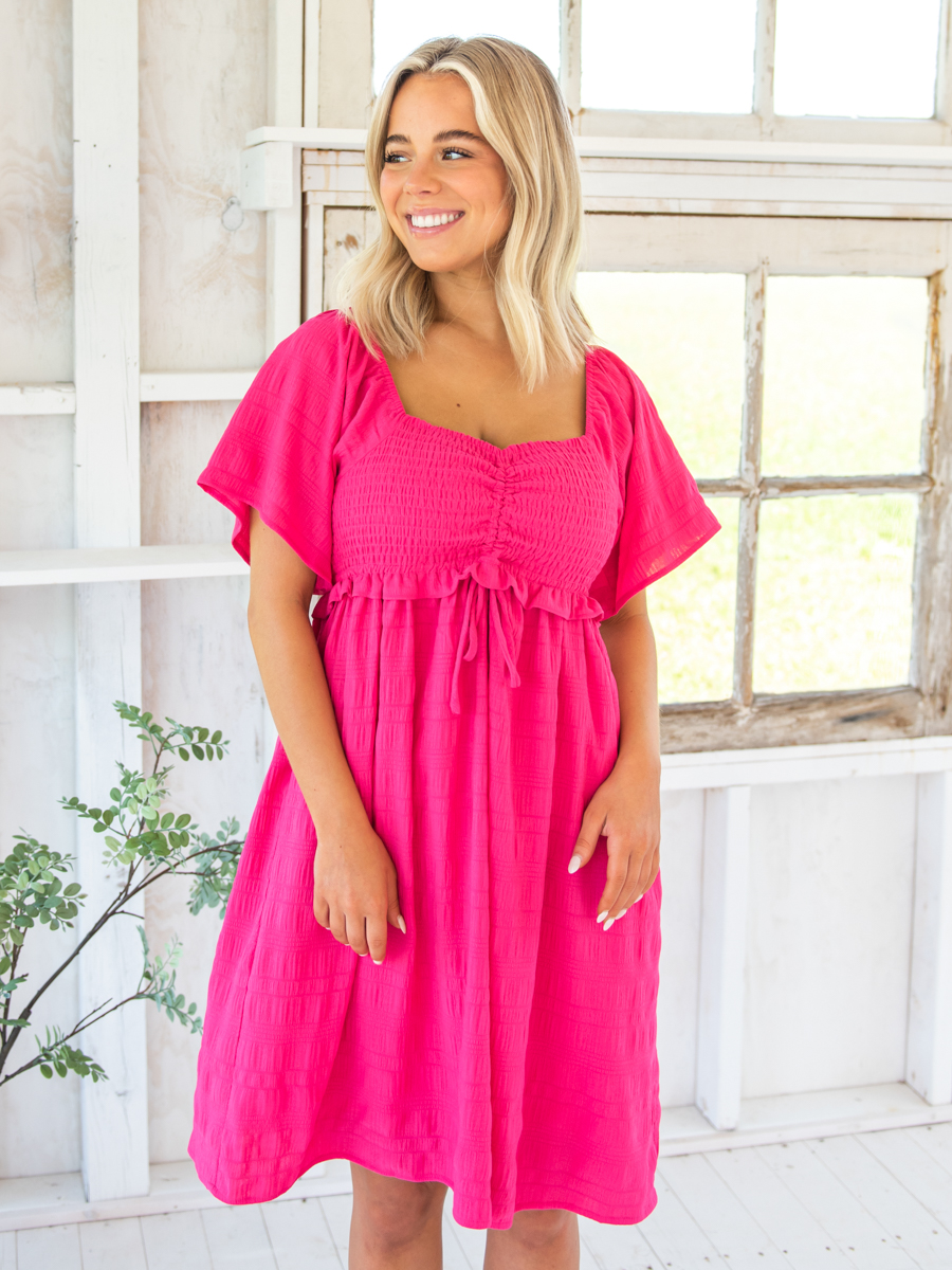 Tia pink fit & flare dress - Unique Ladies Wear