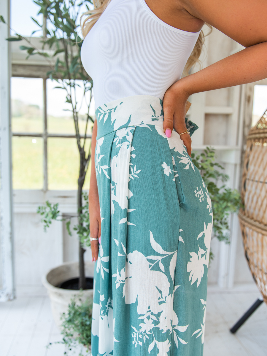 Wide Leg Floral Pants in Coral or Sage | Southern Made Apparel