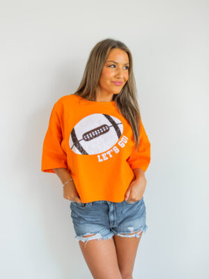 Orange & White Sequin Football Shirt Dress - TN Vols Gameday